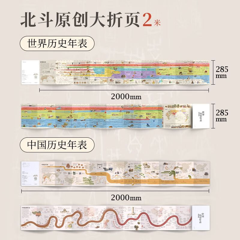 【北斗首发】中国历史年表+世界历史年表 中国历史发展脉络,古代近现代史长卷时间轴地图大事记,尽观世界文明发展变迁历程,学生实用历史知识要点速 中国历史年表+世界历史年表【2册】