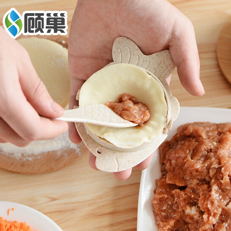 顾巢（Gu Chao）  小麦秸秆包饺子器 包饺子工具 家用包饺子模具 馅料勺  两件套