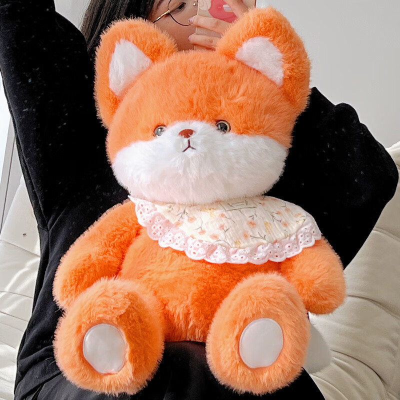 嬰果小島晚安小熊玩偶小羊公仔布娃娃毛絨玩具陪睡覺抱女生生日禮物送女友 狐貍圍兜 45cm