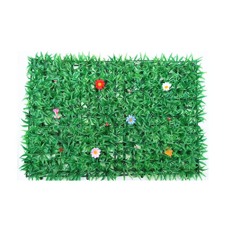 晟誉隆 仿真草坪塑料草坪绿植墙阳台室内装饰假草坪人造草皮绿色植物墙 40X60大草带花带星