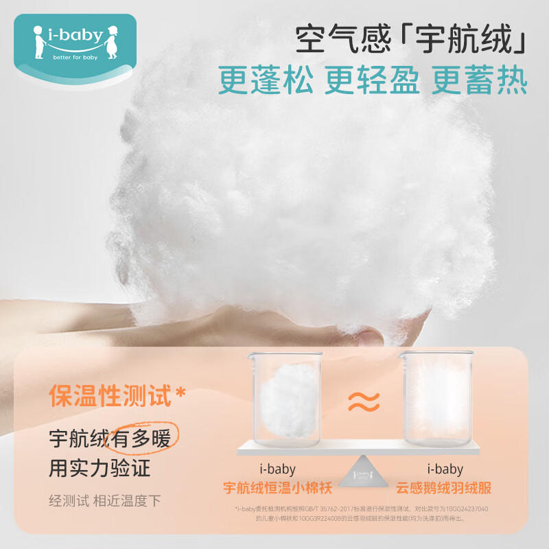 ibaby儿童夹克秋冬保暖外套防风防水棉服中大童上衣外出服棉衣 恒温宇航绒款-香槟粉 120 身高115-124cm体重15-22kg