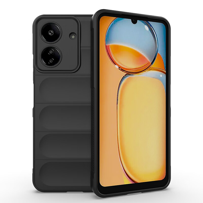 穆夏拉【优选百货】适用小米Redmi13C手机壳隐形气囊硅胶软壳红米13C保护套Red米13C男女新款Mi13C外壳 【黑色】亲肤手感|植绒内衬|全包防摔 Redmi 13C 4G(23124RN87