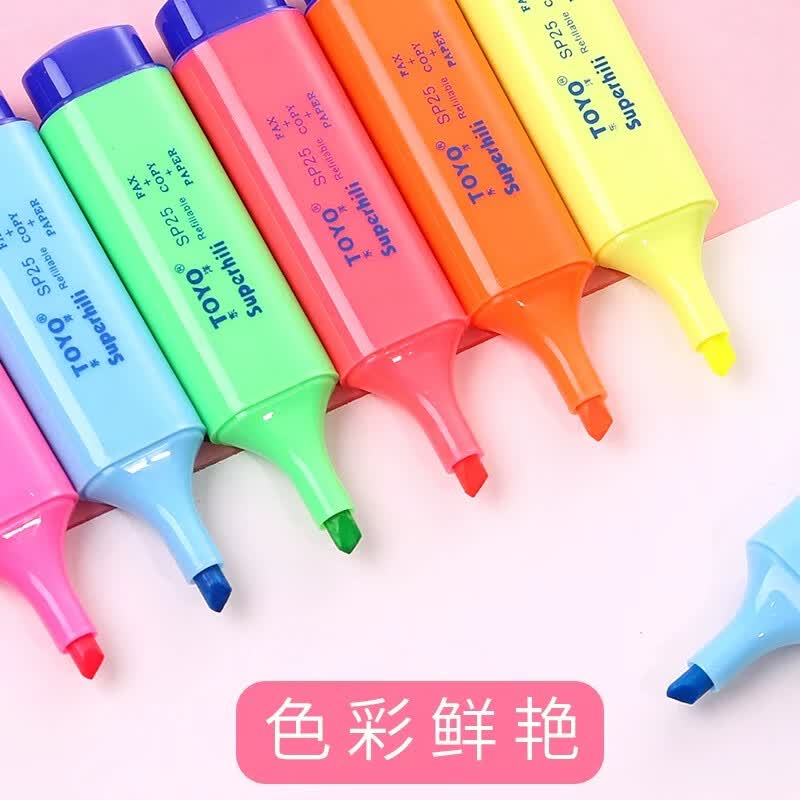 荧光笔 超大容量水性荧光笔sp-25环保学生彩色记号标记笔 橙色一盒(10