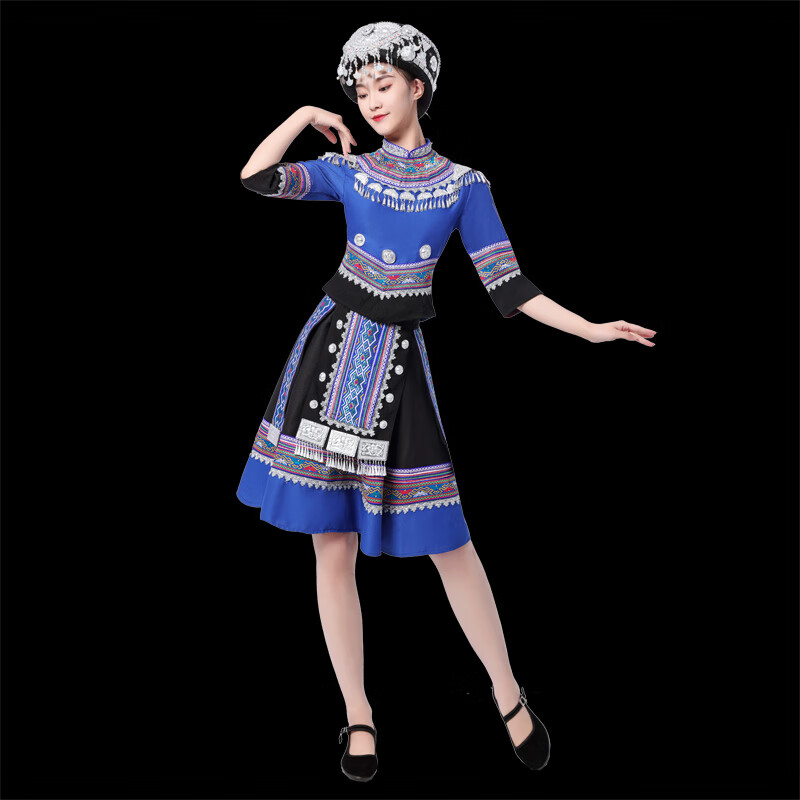 希柏诗广西三月三壮族服装壮服民族女成人舞蹈服饰瑶族衣服蓝衣壮演出