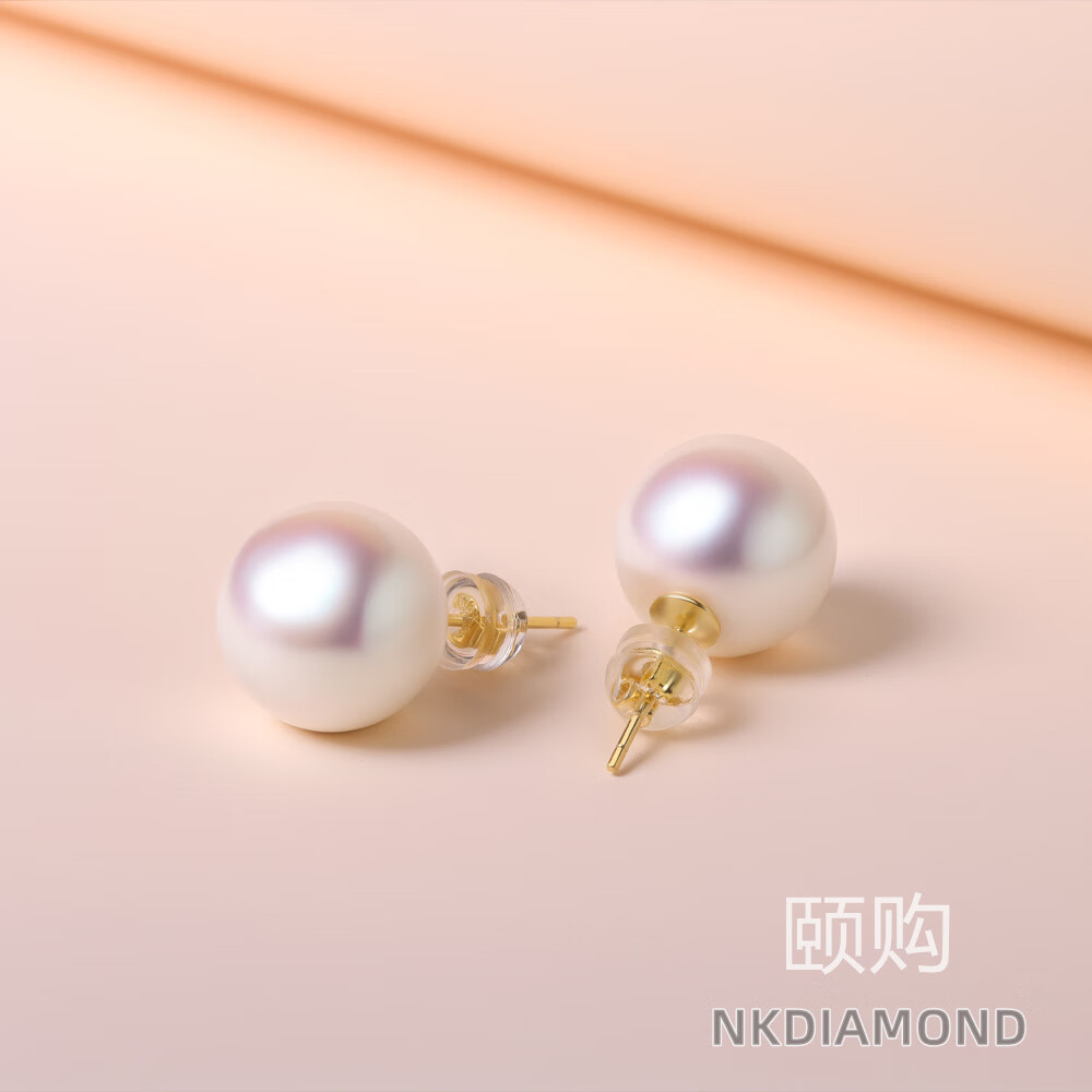 NKDIAMOND天然淡水珍珠真耳釘耳環(huán)純銀強光送生日禮物包運費險海水正圓耳飾 正圓天女海水貝殼珍珠 天然貝殼 10-11mm（店鋪推薦）