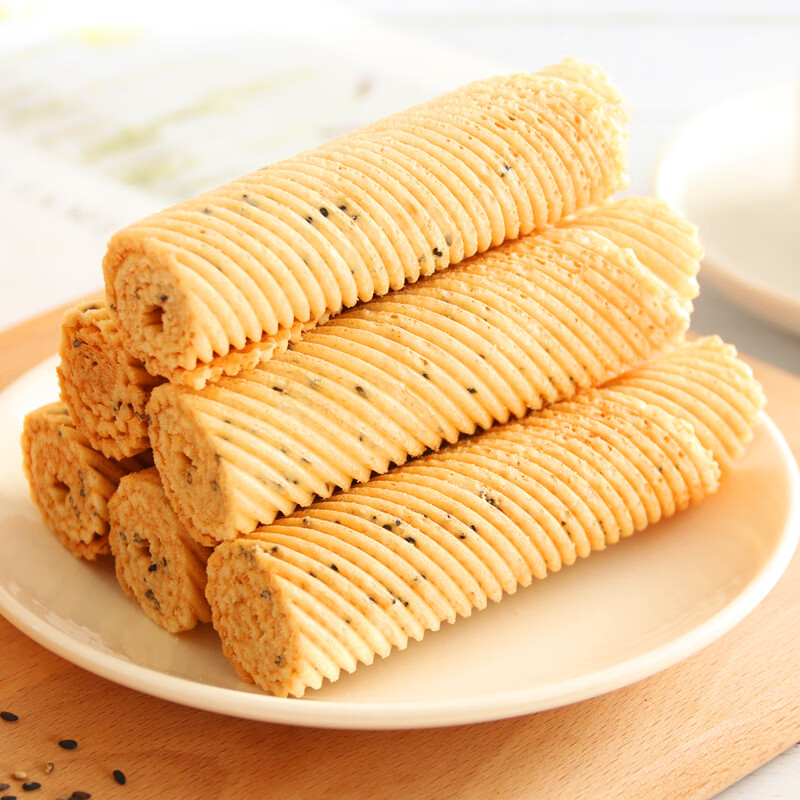 味滋源手工鸡蛋酥老式鸡蛋卷早餐饼干办公室零食休闲食品 【2箱芝麻味+2箱奶香味】共 800g