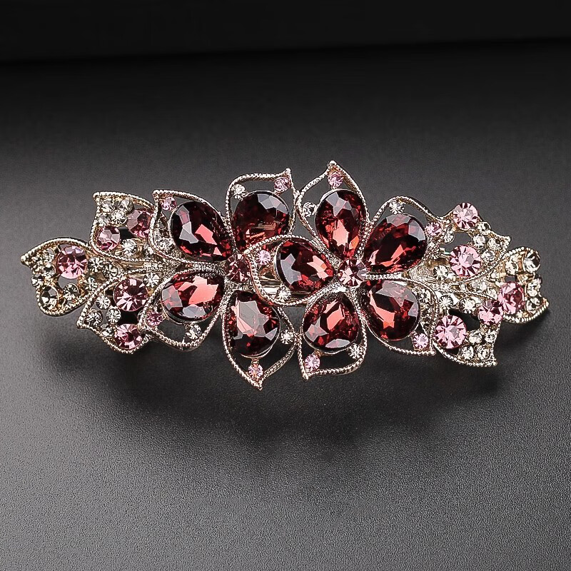 HANS’F夹子头饰2026年新款高端发夹女后脑勺大号横夹水晶发卡妈妈弹簧夹 香槟色