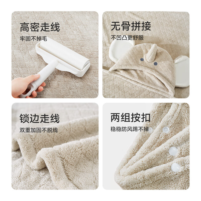 BABYGREAT婴儿浴巾儿童洗澡巾斗篷带帽子新生儿宝宝连帽包裹巾吸水速干四季 【斗篷连帽浴巾丨四季款】小象敦敦