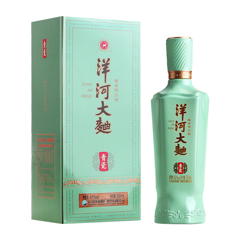 洋河大曲青瓷白酒 绵柔型白酒 固态法酿造 42度 500ml 1瓶