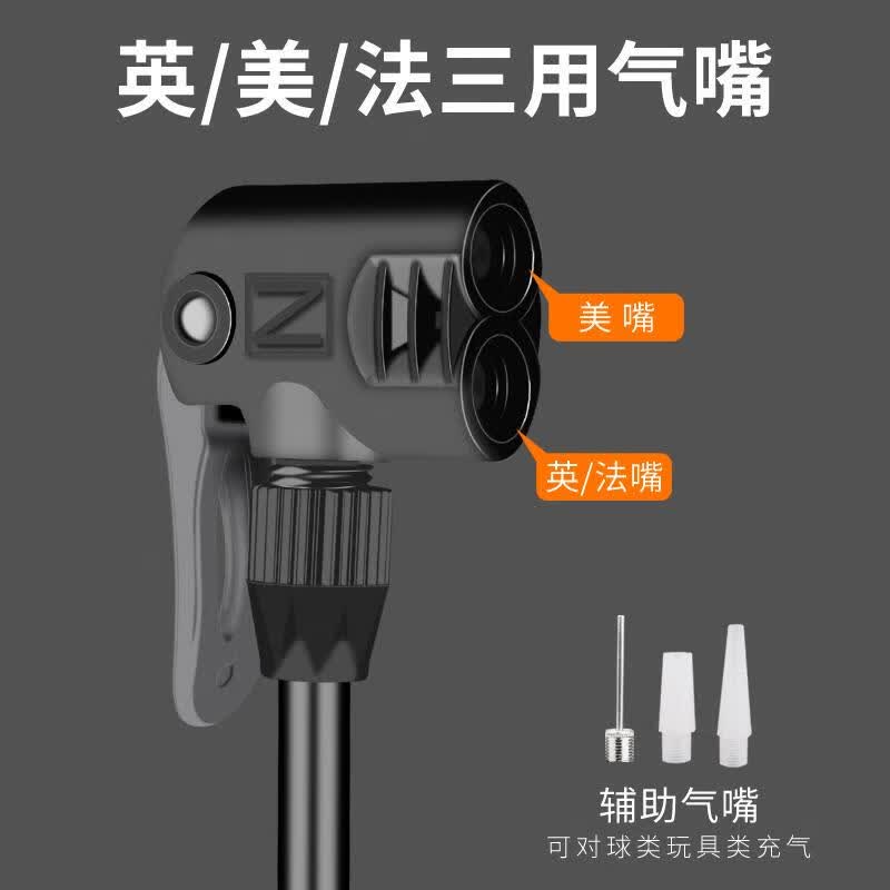 欧耐脚踏打气筒自行车电动车汽车家用便携高压脚踩式车载充气泵通用 特粗双管加大高压精准表5415LB