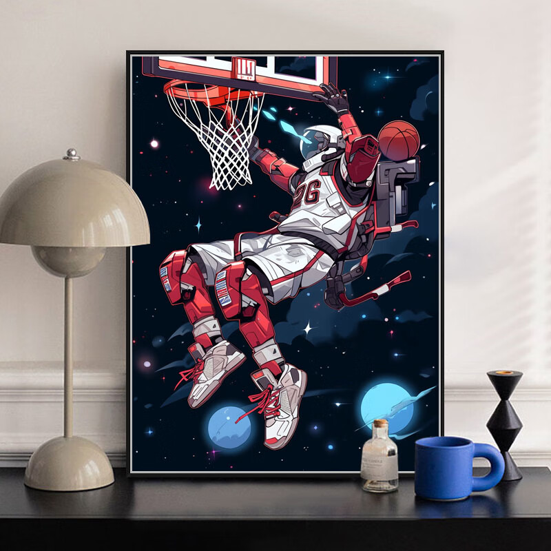 佳彩天颜宇航员太空篮球 diy数字油画卡通动漫涂鸦填色画摆件装饰油彩