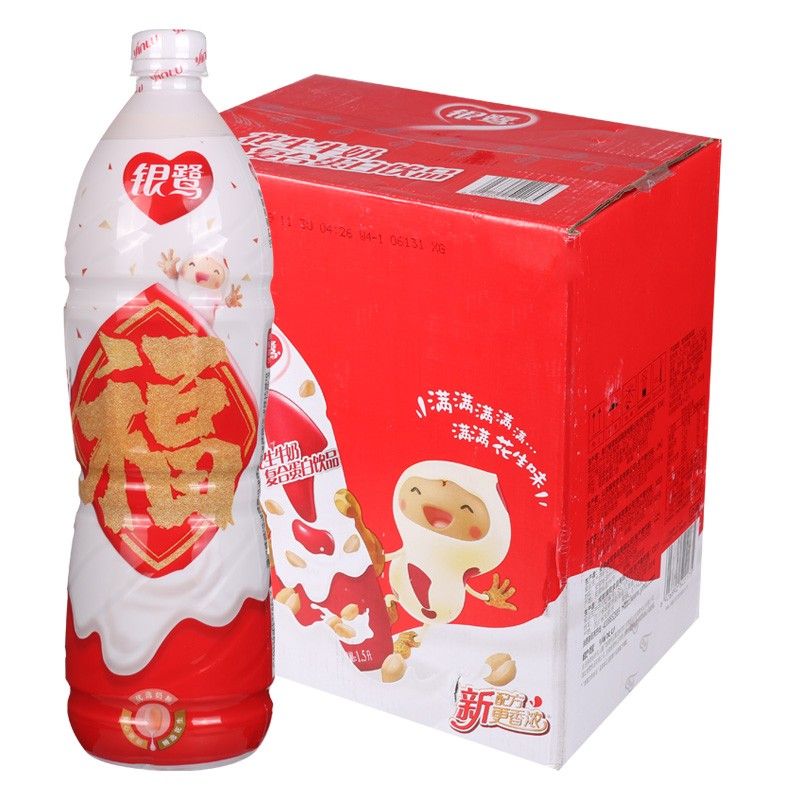 5l*6瓶 大瓶聚餐酒席蛋白含乳饮料 银鹭花生红枣牛奶1.5l*6瓶