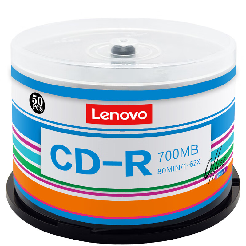 联想（Lenovo）CD-R 光盘/刻录盘 52速700MB 办公系列 桶装50片 空白光盘