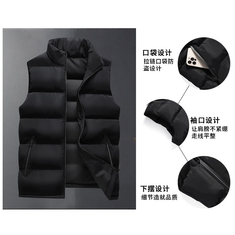 NASA RHUDE棉服马甲男冬季新款外套保暖棉衣韩版时尚潮流休闲百搭修身上衣男 灰色 XL