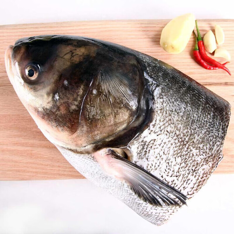 味巴哥1200g现捕现杀新鲜胖头鱼冰鲜 淡水鱼头鲢鱼头白鲢胖头草鲢剁椒