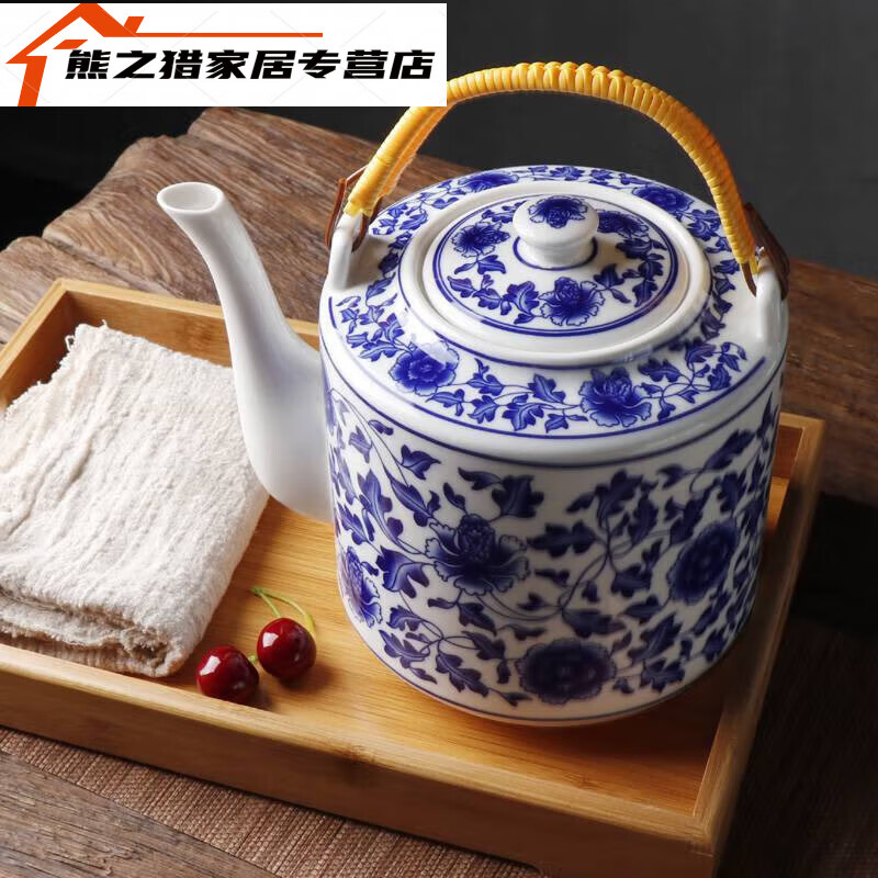 RSRDDY超大容量陶瓷茶壶家用景德镇泡茶壶耐高温凉水壶青花冷水壶大号 花开富贵3L