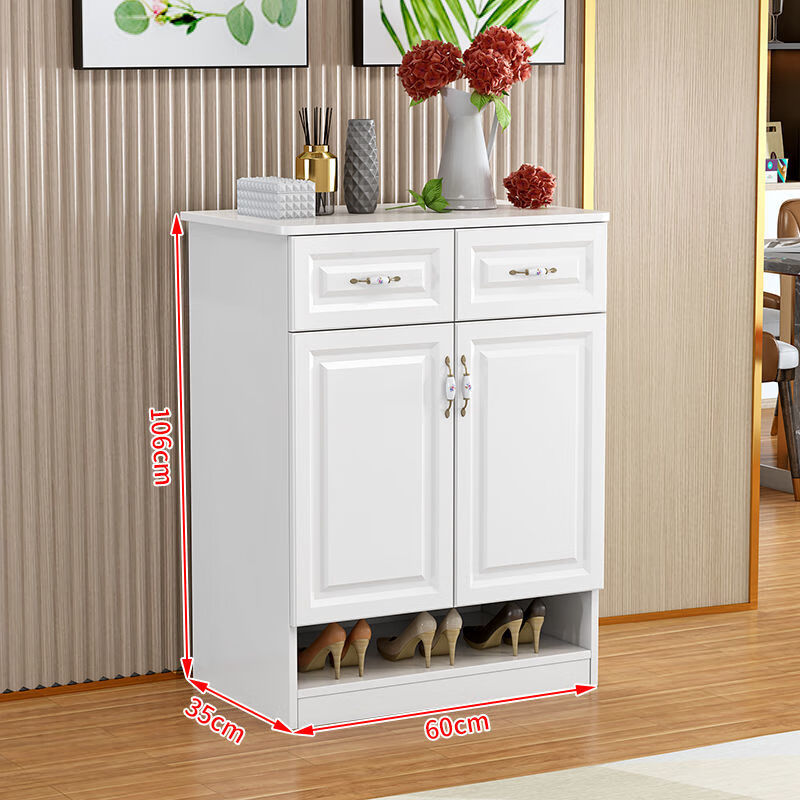 全实木中式鞋柜家用门口入户玄关柜鞋橱一体 白色长60*深度35*高106