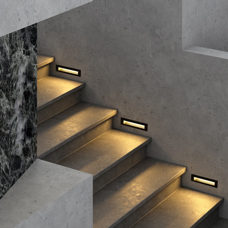 横装楼梯灯 led人体感应地脚灯 嵌入式墙角灯过道台阶踏步灯12瓦 磨砂