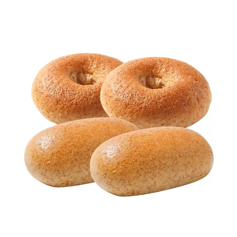 田园主义全麦面包4只【经典原味欧包 原味贝果】高纤配方饱腹感更强