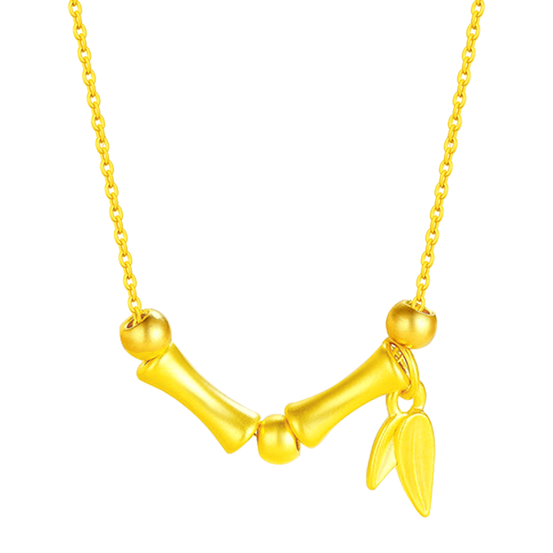 中國黃金（CHINA GOLD）黃金項鏈女足金節(jié)節(jié)高升吊墜新款母親節(jié)生日禮物送媽媽送女友 足金竹節(jié)吊墜 【贈S925鏈】 0.7g