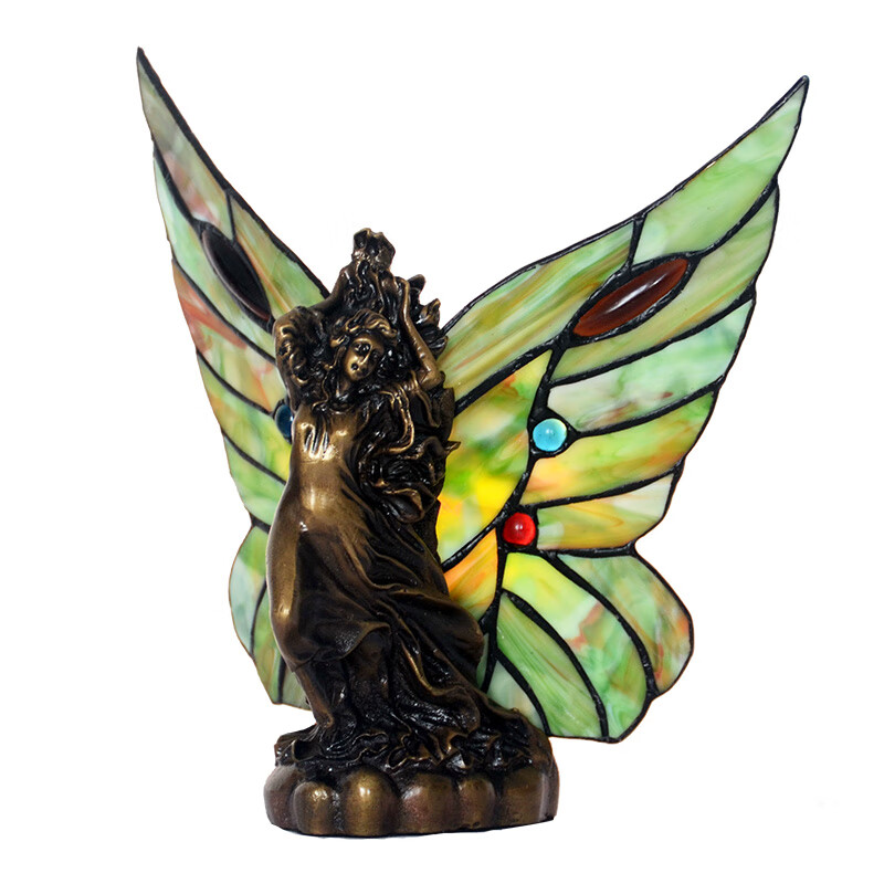 hauty天使蝴蝶美式复古蝴蝶全铜创意礼卧室喂奶灯床头小夜灯摆件 天使