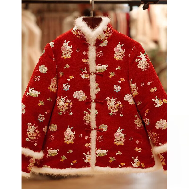 库衣场龙年本命年衣服女冬天外套红色棉衣新中式国风印花棉袄冬季唐装