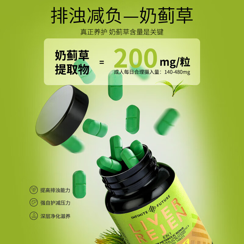 INFINITE FUTURE无限未来IF奶蓟草成人护肝肝立复净肝片护肝片60粒 2瓶
