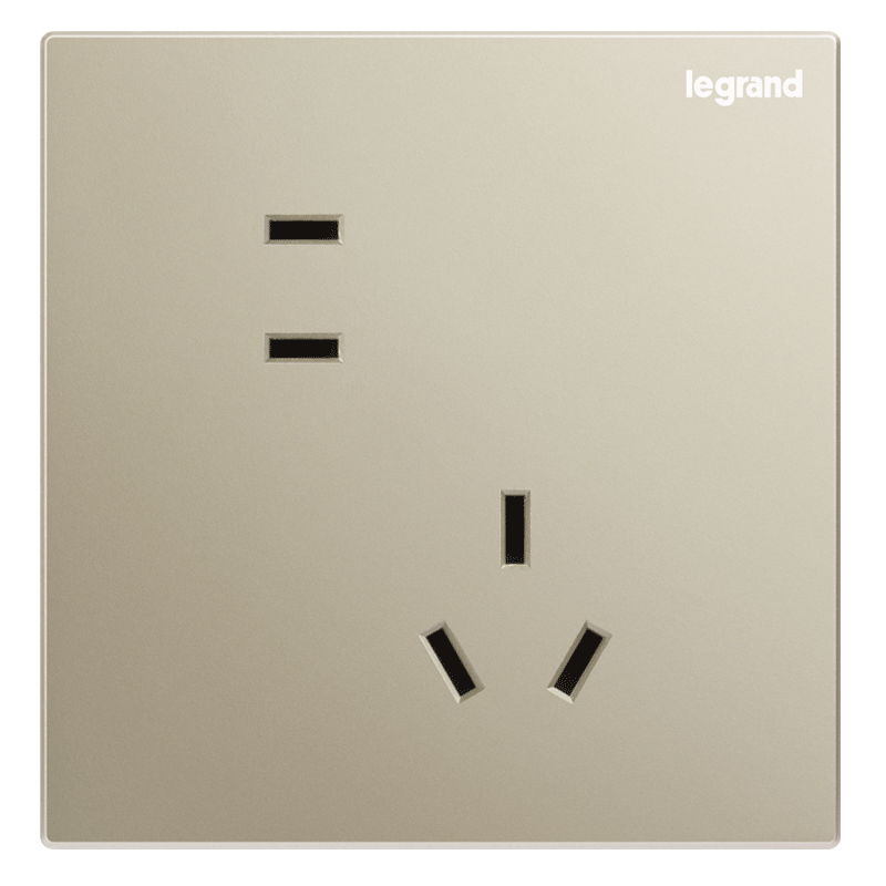 罗格朗 开关插座面板仕典米兰金家用86型五孔带USB墙壁电源暗装多孔插座 仕典米兰金斜五孔10只装 插座 【开关插座清单报价】