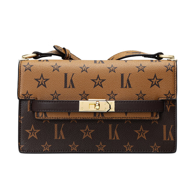 poke原创轻奢岚蔻夏季新款时尚百搭大气小方包单肩斜挎复古印花女包潮