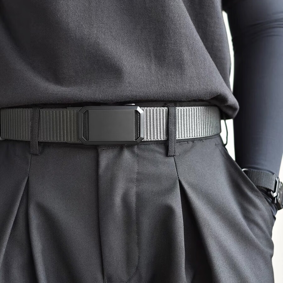 自动扣腰带男战术机能风工装潮休闲男款帆布皮带年轻人军训裤腰带 天湖蓝 140cm 尺码