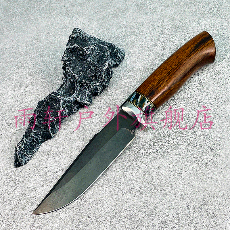 雨轩户外户外直刀大马士革乌兹钢猛犸臼齿沙漠铁木高端手工刀小众收藏
