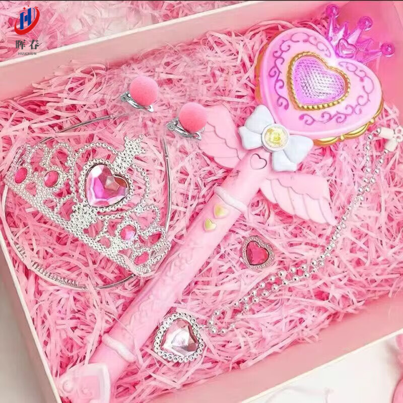 美少女战士魔法棒女童公主玩具巴啦啦小魔仙 粉投影爱心魔棒 首饰装