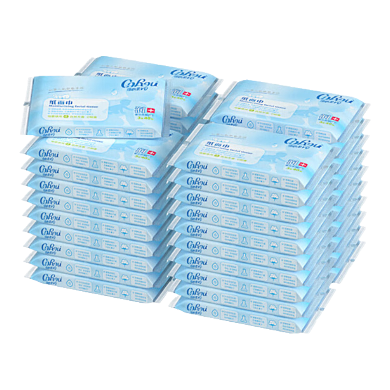 可心柔（COROU）婴儿纸巾云柔巾3层40抽40包家用卫生纸 100%原生木浆 抽纸整箱