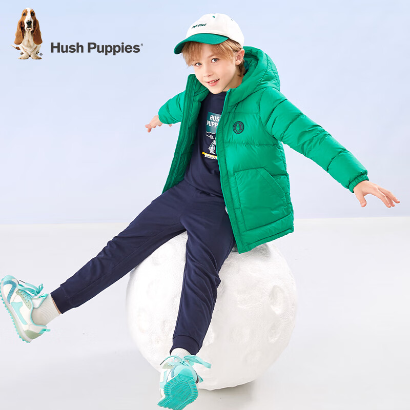 暇步士(Hush Puppies)童装儿童男女童冬装新款舒适保暖简洁款羽绒服 亮果绿 170 cm