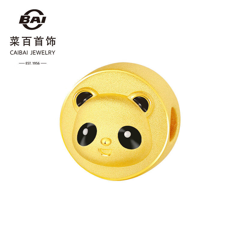 菜百首饰 黄金转运珠 福小宝3D熊猫球星转运珠含绳 计价 约1.20克