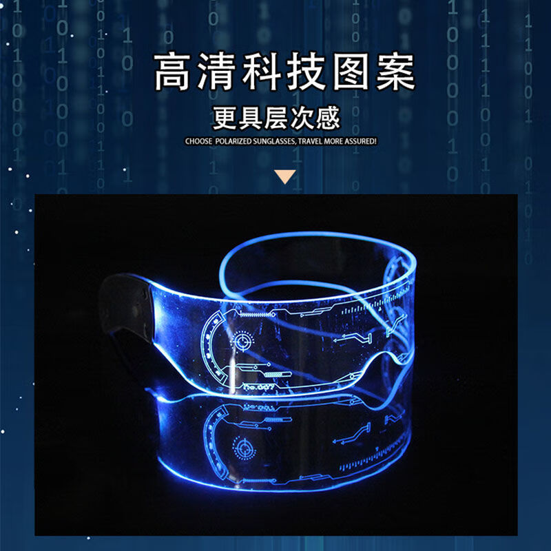 工匠时光充电led科幻发光眼镜未来科技感眼镜生日酒吧拍照蹦迪眼镜