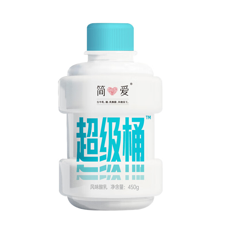 简爱桶酸奶450g*6大桶生牛乳0添加剂风味发酵乳原味营养早餐 桶450g*2