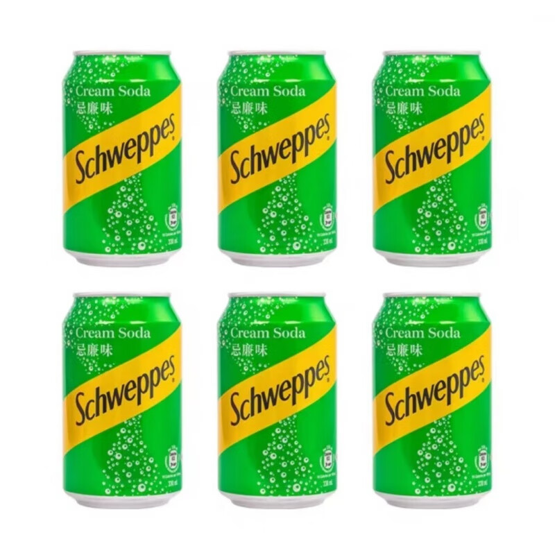 怡泉港版schweppes玉泉西柚味苏打水 c柠檬味忌廉汽水330ml 碳酸饮料