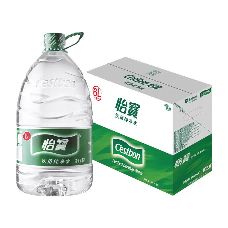 怡宝 饮用水 纯净水6L*3桶装水 整箱装