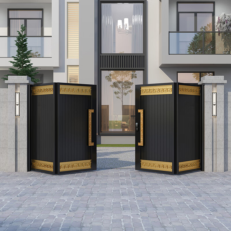 oeing铝合金大门精雕别墅庭院门电动平移对开院子现代车库移门定制门