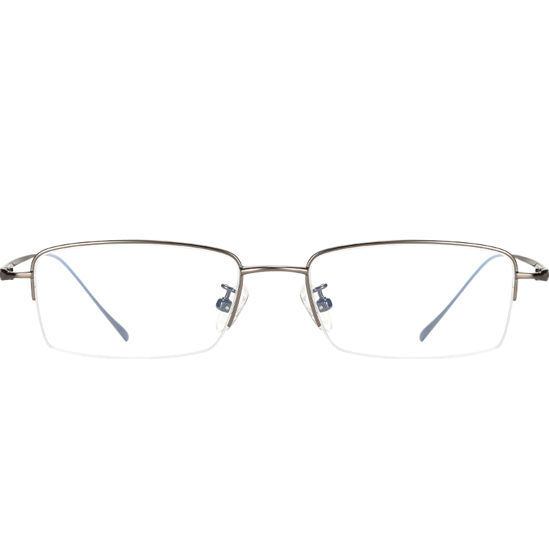 依视路(ESSILOR)眼镜近视可配度数高端男士款半框线上配专业防蓝光超轻纯钛眼镜框 【轻至4克】8069经典黑 单镜框(带衬片)支持试戴