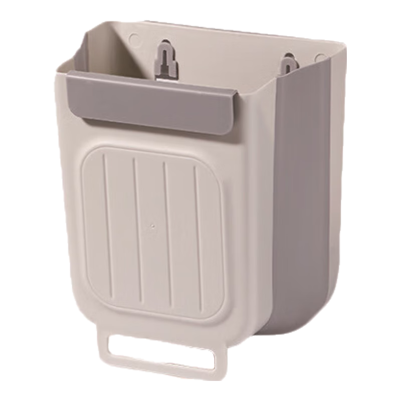 美厨（MAXCOOK）厨房垃圾桶 折叠壁挂式家用门悬挂卫生间厨余分类剩菜收纳垃圾桶 免安装垃圾桶6L 奶白色 MCX1908