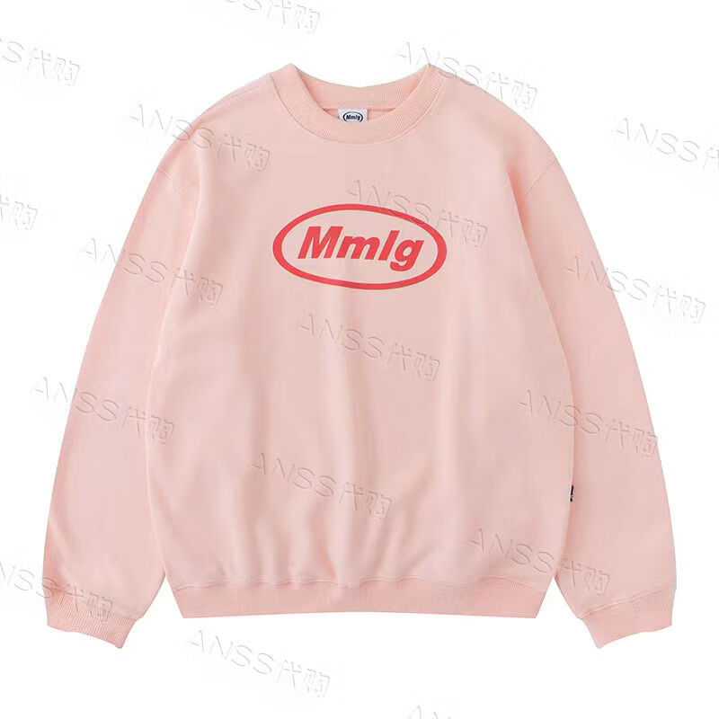 流彗mmlg卫衣mmlg 印花字母圆领宽松1987校园百搭情侣加绒87mm男 粉红