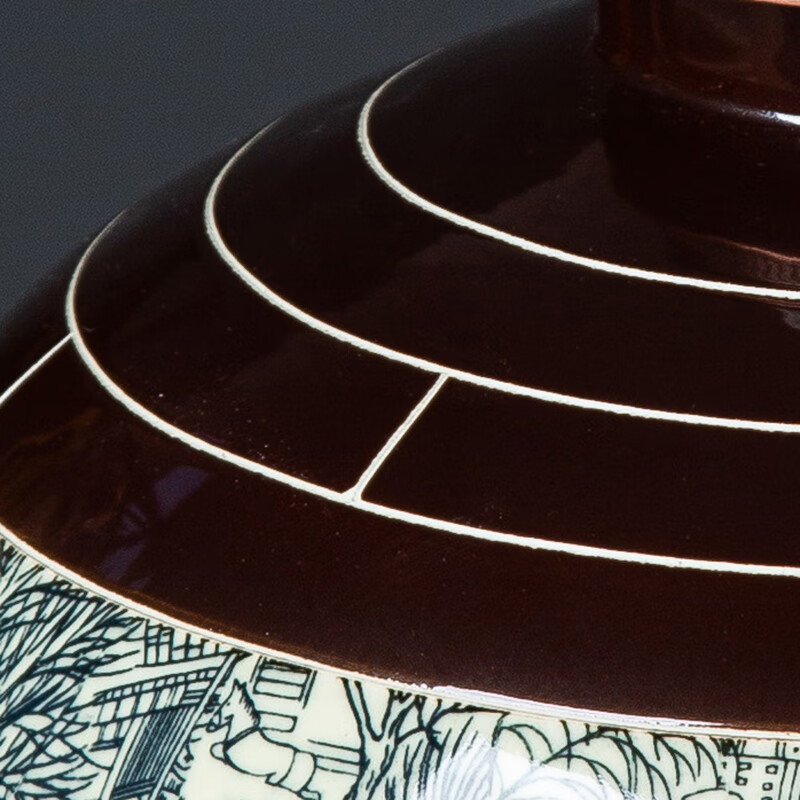 景德镇陶瓷酒坛子5/10/20/50斤装密封酒罐家用存泡酒专用空酒瓶缸 20斤棕清明上河图有孔+龙头底座