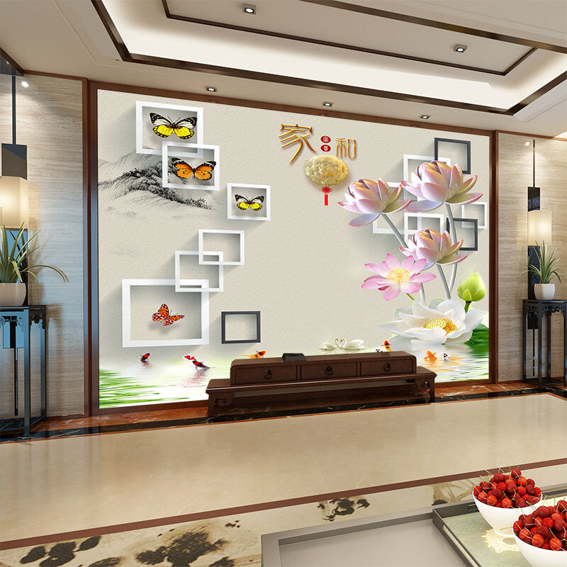 壁画电视背景墙定制无缝墙壁布环保墙纸影视墙凹凸壁纸自粘环保 18d