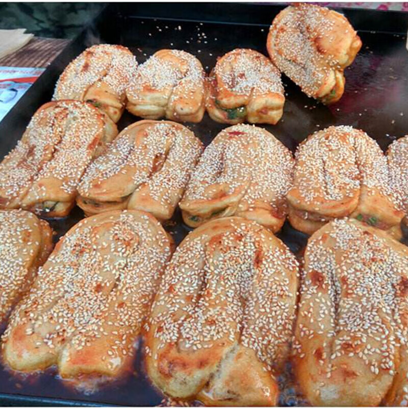 虎钢馋天门特产伢子锅盔猪油锅盔 湖北江汉平原荆州小吃锅块5个125g