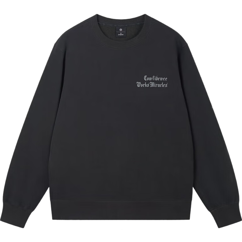 京东京造卫衣男圆领长袖t恤男加绒重磅24秋季休闲潮流外套 黑色 XXL