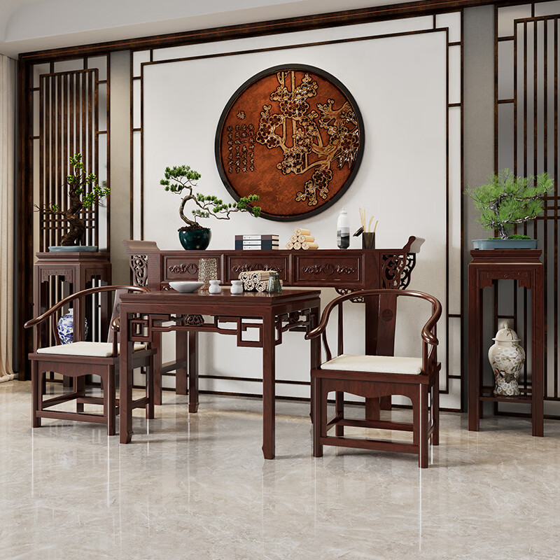 禧厢苑新中式中堂六件套农村堂屋实木新中式神台中堂六件套供桌香案台