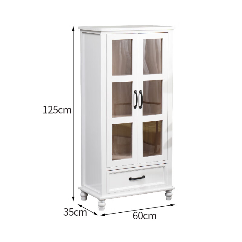 酒柜书柜实木展示柜玻璃门现代简约多功能客厅靠墙储物柜置物柜 白色