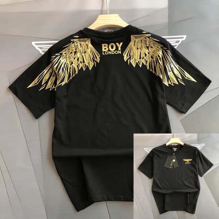 boy夏季烫金翅膀短袖旗舰经典男宽松女时尚休闲刺绣老鹰情侣款t恤